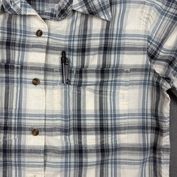 Carhartt Women’s Blue Plaid Button Up Shirt Size XS Double Pen Holder Pocket - Picture 7 of 10